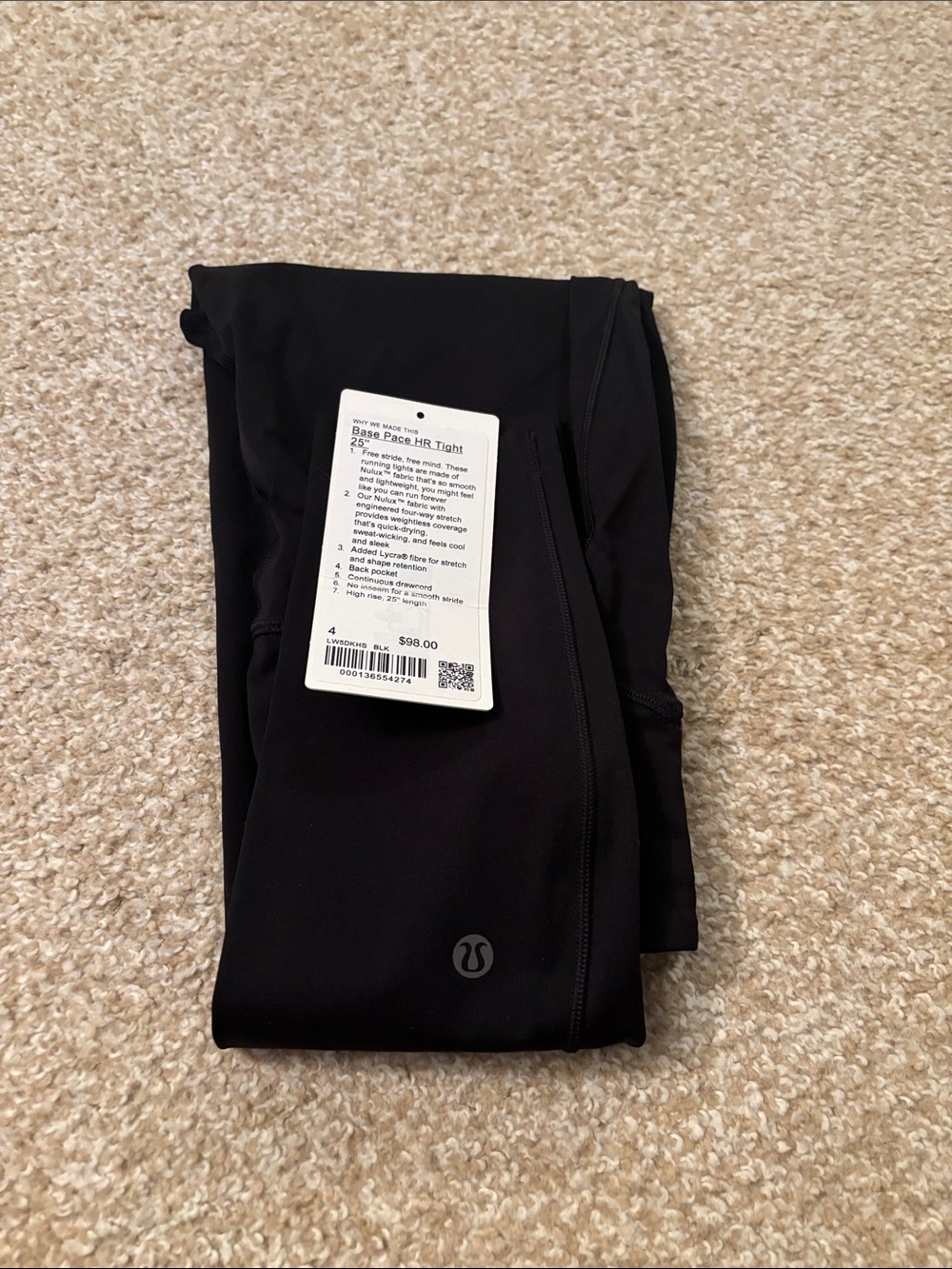 lululemon athletica Black Base Pace High-Rise Tight size 4